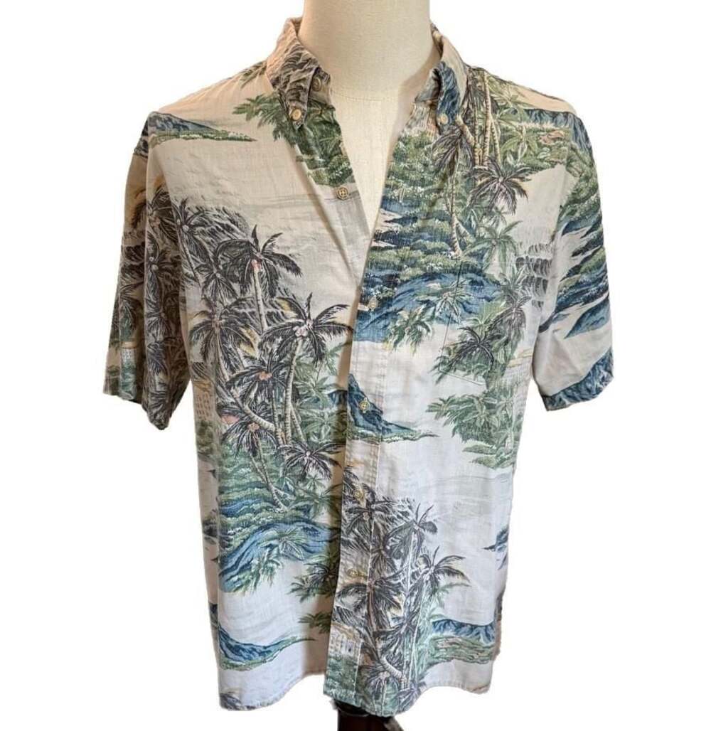 Reyn Spooner Classic Fit Tropical Palm Print Button Down Shirt XL